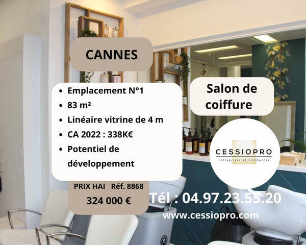 Vente Fonds de commerce salon de coiffure 83 m² Cannes (06150)