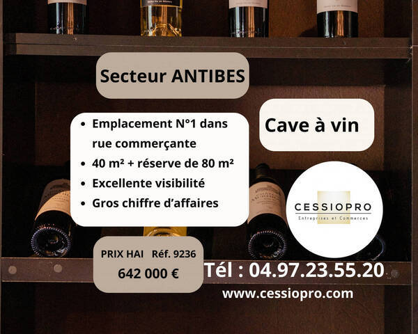 Vente Fonds de commerce cave &agrave; vin 120 m² Antibes (06160)