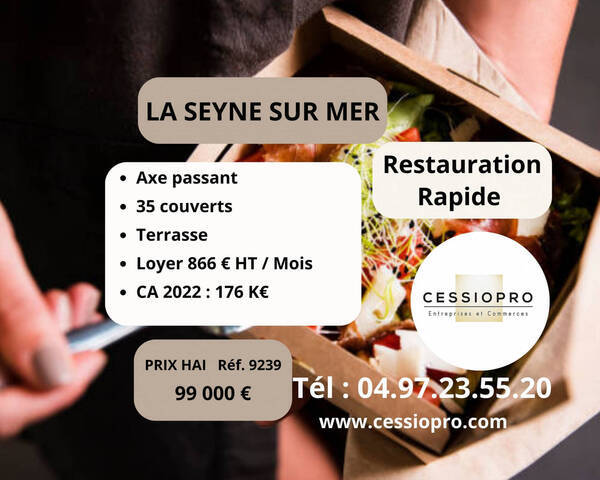 Vente Fonds de commerce restauration rapide 75 m² La Seyne-sur-Mer (83500)