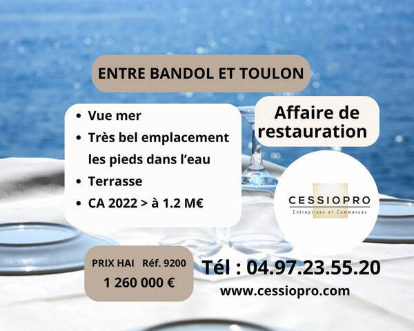 Vente Fonds de commerce restaurant 400 m² Six-Fours-les-Plages (83140)