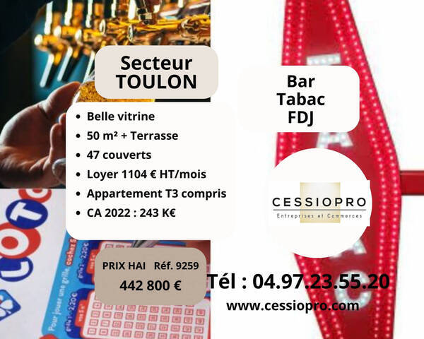 Sale Business tabac - bar - loto 50 m² La Seyne-sur-Mer (83500)