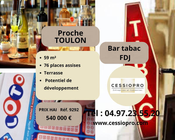 Vente Fonds de commerce bar - tabac - loto 59 m² Toulon (83000)