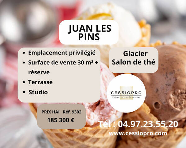 Vente Fonds de commerce glacier - salon de th&eacute; 75 m² Juan-les-Pins (06160)