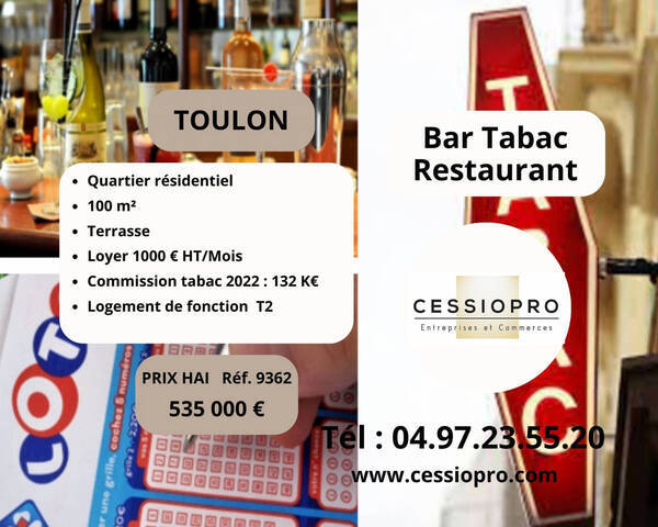 Vente Fonds de commerce tabac - bar - restaurant 100 m² Toulon (83000)