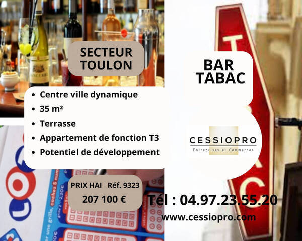 Vente Fonds de commerce tabac - bar 35 m² Toulon (83000)