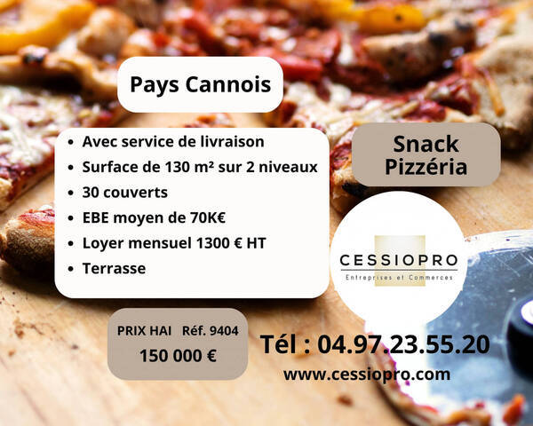 Vente Fonds de commerce pizzeria - vente &agrave; emporter - restauration rapide 130 m² Cannes (06150)