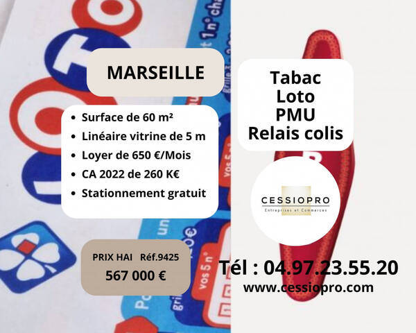 Sale Business tabac - loto - pmu 60 m² Marseille 13e Arrondissement (13013)