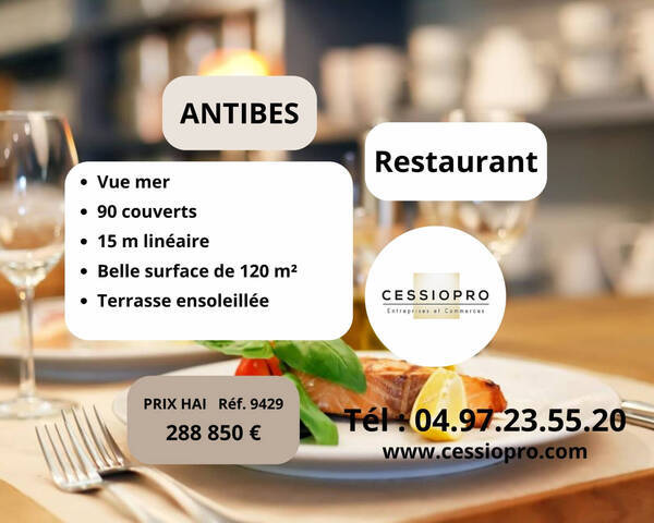 Vente Fonds de commerce restaurant 120 m² Antibes (06160)