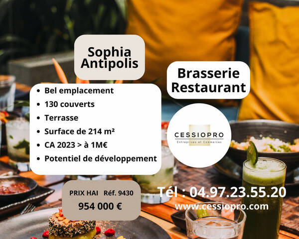 Vente Fonds de commerce brasserie - restaurant 214 m² Antibes (06160)
