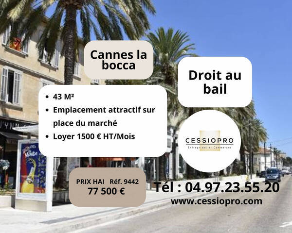 Vente Fonds de commerce pr&ecirc;t &agrave; porter 43 m² Cannes (06150)