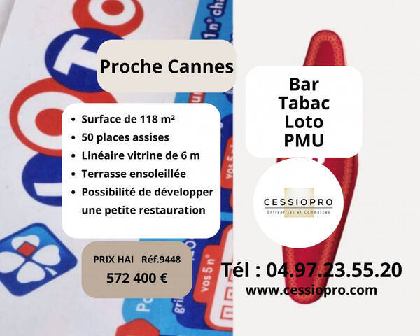 Vente Fonds de commerce bar - tabac - pmu - loto 118 m² Vallauris (06220)