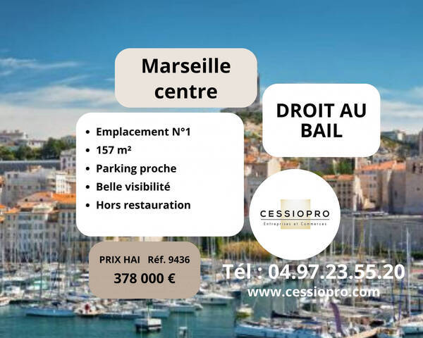 Sale Business cession de droit au bail 157 m² Marseille 1er Arrondissement (13001)