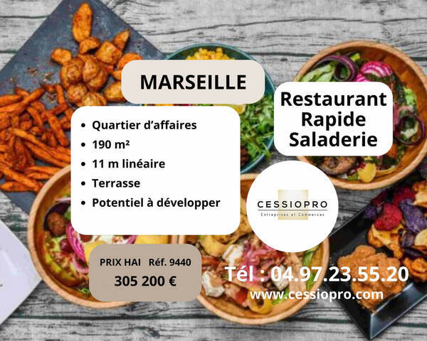 Vente Fonds de commerce restauration rapide 190 m² Marseille 2e Arrondissement (13002)