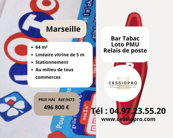 Vente Fonds de commerce tabac - loto - presse - pmu 64 m² Marseille 9e Arrondissement (13009)