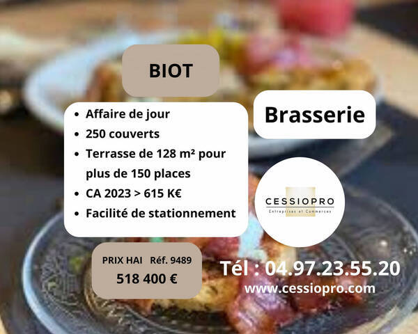 Sale Business brasserie - pizzeria 308 m² Biot (06410)