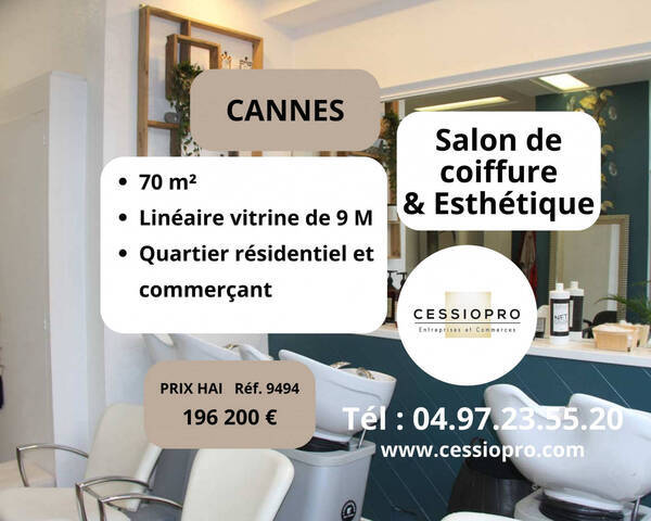 Vente Fonds de commerce salon de coiffure - esth&eacute;tique 78 m² Cannes (06150)