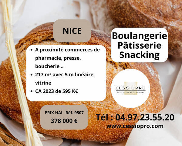 Sale Business boulangerie - p&acirc;tisserie 217 m² Nice (06000)