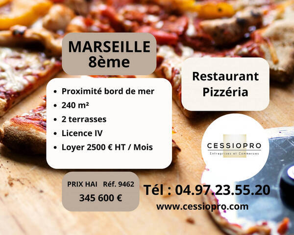 Vente Fonds de commerce restaurant - pizzeria 330 m² Marseille 8e Arrondissement (13008)