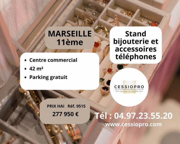 Vente Fonds de commerce bijouterie - bijouterie 42 m² Marseille 11e Arrondissement (13011)