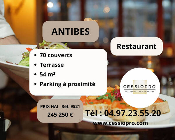 Vente Fonds de commerce restaurant 54 m² Antibes (06160)