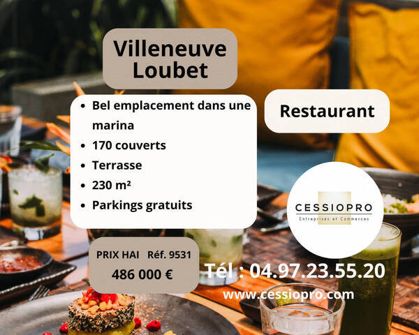 Vente Fonds de commerce restaurant 230 m² Villeneuve-Loubet (06270)