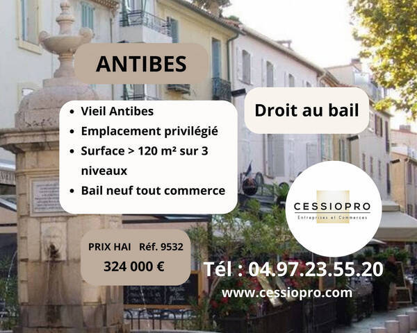 Sale Business cession de droit au bail 160 m² Antibes (06160)