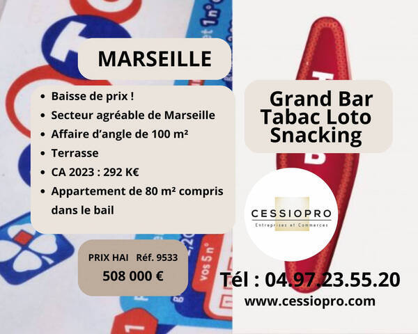 Vente Fonds de commerce bar - tabac 100 m² Marseille 13e Arrondissement (13013)