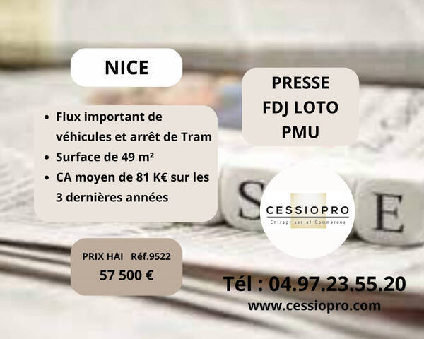 Vente Fonds de commerce presse - pmu - loto 49 m² Nice (06000)