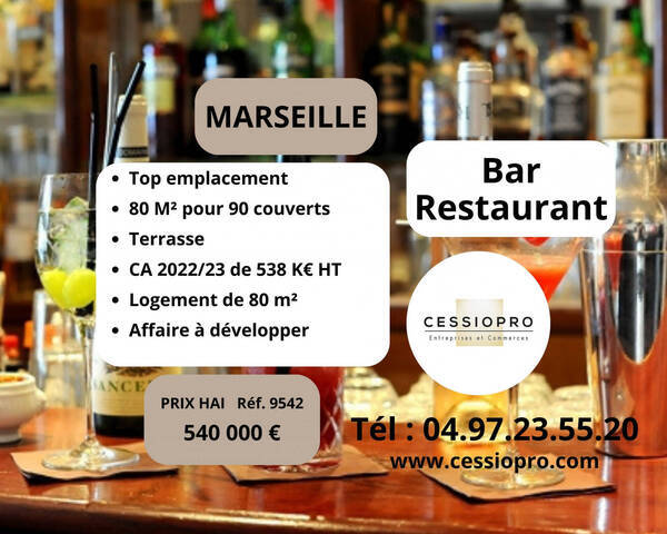 Vente Fonds de commerce bar - restaurant 80 m² Marseille 1er Arrondissement (13001)
