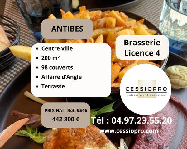 Vente Fonds de commerce brasserie - licence iv - bar 200 m² Antibes (06160)