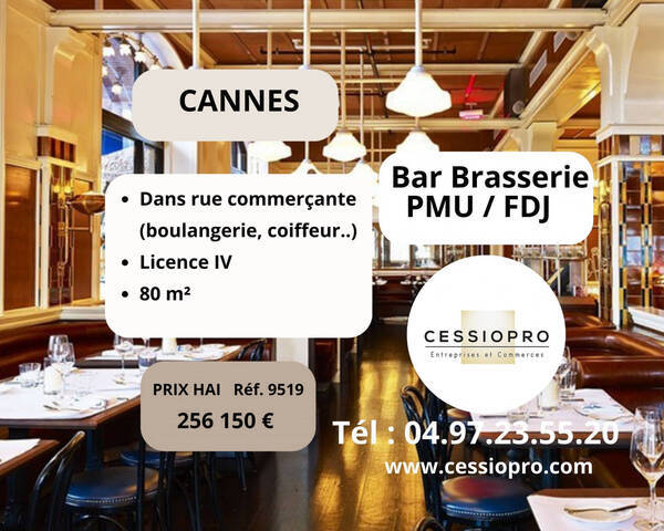 Sale Business bar - brasserie - pmu - loto 80 m² Cannes (06150)