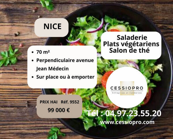 Sale Business vente &agrave; emporter - traiteur - restaurant - salon de th&eacute; 70 m² Nice (06000)