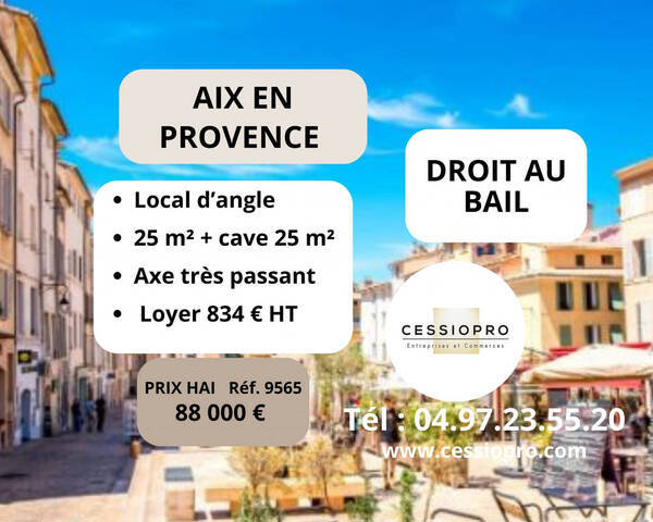 Vente Fonds de commerce cession de droit au bail 45 m² Aix-en-Provence (13090)