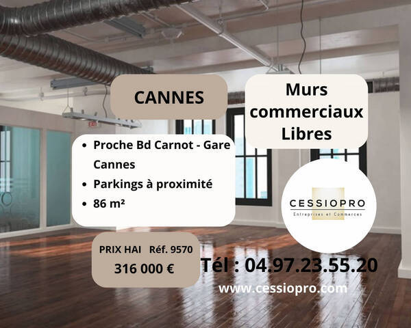 Vente Fonds de commerce murs commerciaux 86 m² Cannes (06150)