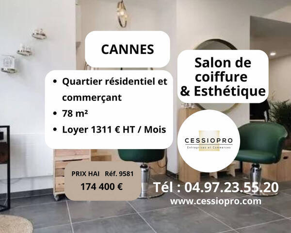 Vente Fonds de commerce salon de coiffure - esth&eacute;tique 78 m² Cannes (06150)