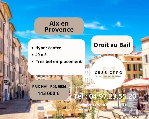 Sale Business cession de droit au bail 40 m² Aix-en-Provence (13090)