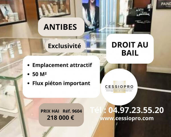 Sale Business cession de droit au bail 50 m² Antibes (06160)