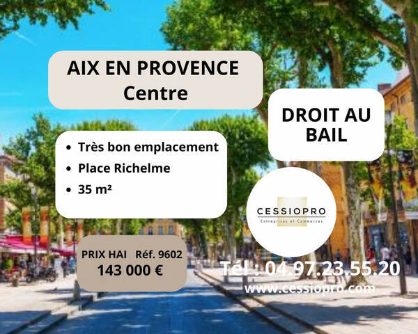 Sale Business cession de droit au bail 35 m² Aix-en-Provence (13090)