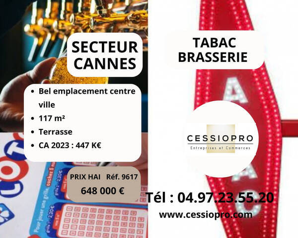 Sale Business brasserie - tabac 117 m² Cannes (06150)