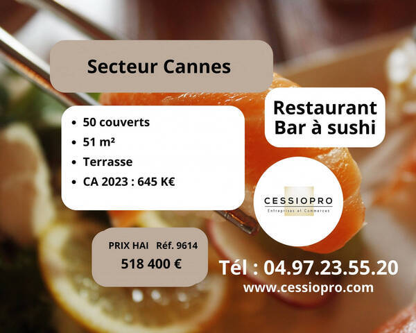 Sale Business restauration rapide - restaurant - vente &agrave; emporter 51 m² Cannes (06150)