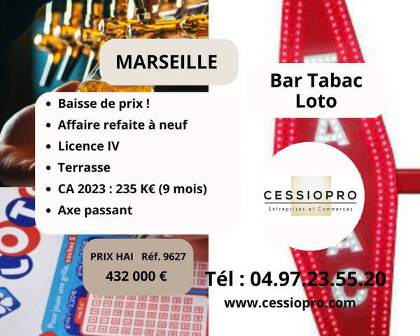 Sale Business bar - tabac - loto 55 m² Marseille 1er Arrondissement (13001)