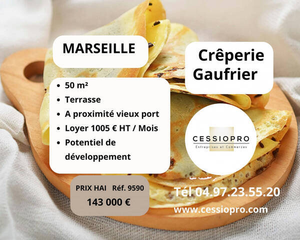 Sale Business cr&ecirc;perie - vente &agrave; emporter 50 m² Marseille 1er Arrondissement (13001)