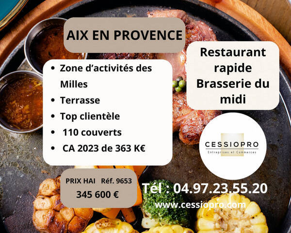 Sale Business vente &agrave; emporter - restauration rapide - brasserie 111 m² Aix-en-Provence (13090)