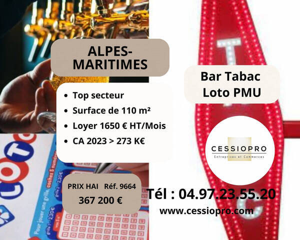 Sale Business pmu - bar - tabac - loto 110 m² Châteauneuf-Grasse (06740)