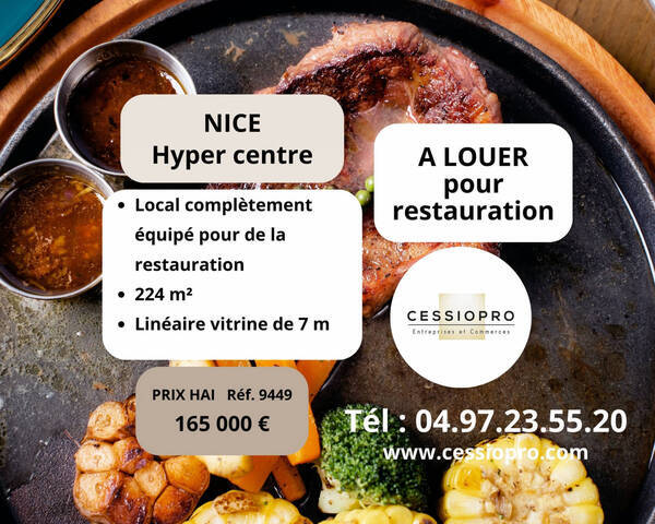 Sale Business restaurant 224 m² Nice (06000)