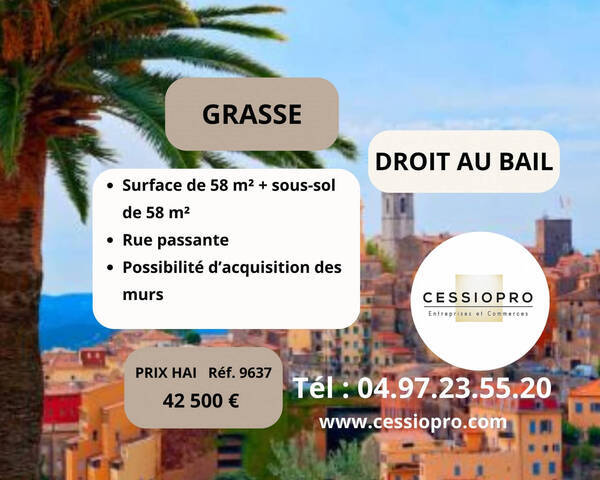 Sale Business cession de droit au bail 58 m² Grasse (06130)