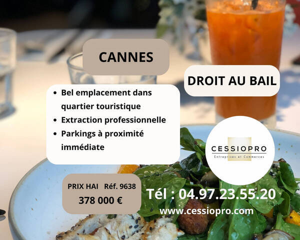 Sale Business cession de droit au bail 107 m² Cannes (06150)