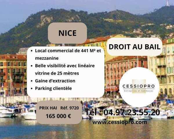 Sale Business cession de droit au bail 441 m² Nice (06300)