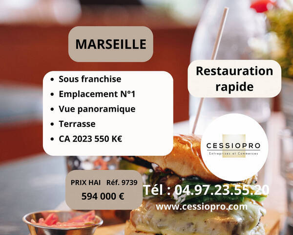 Sale Business restauration rapide 173 m² Marseille 1er Arrondissement (13001)