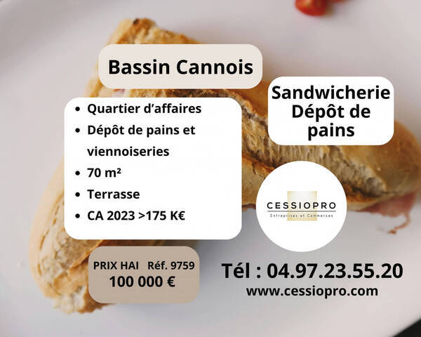 Sale Business vente &agrave; emporter - terminal de cuisson - sandwicherie - briocherie 70 m² Mouans-Sartoux (06370)